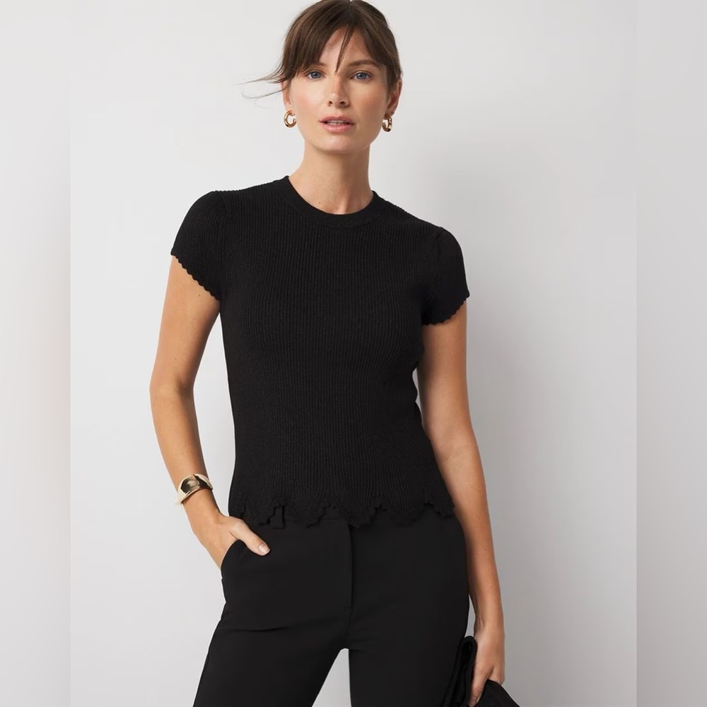 White House Black Market Scalloped Shimmer Sweater